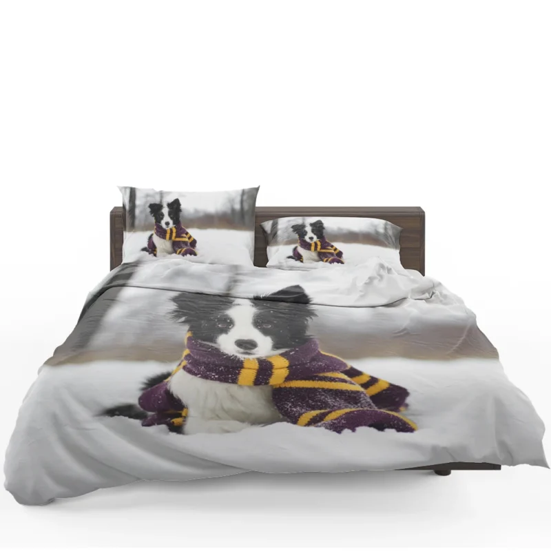 Winter Scarf Beauty with Depth Of Field: Border Collie Bedding Set