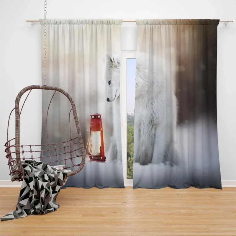 Winter Wonderland: Samoyed Quartet Window Curtain