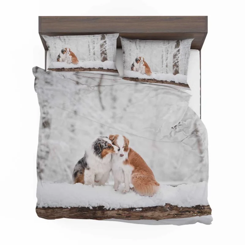 Winter Wonderland in the Snow: Australian Shepherd Bedding Set 1