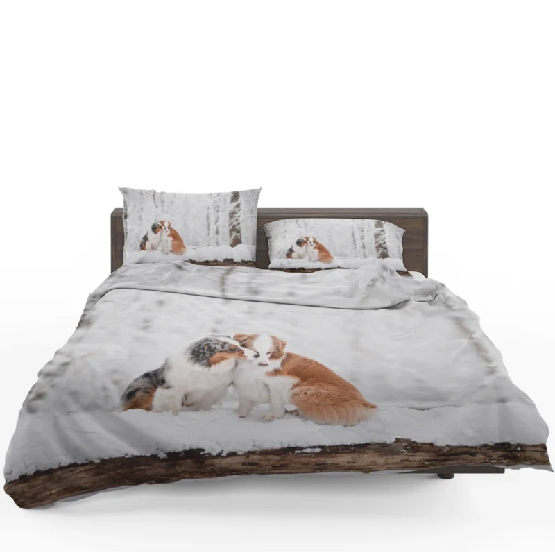 Winter Wonderland in the Snow: Australian Shepherd Bedding Set