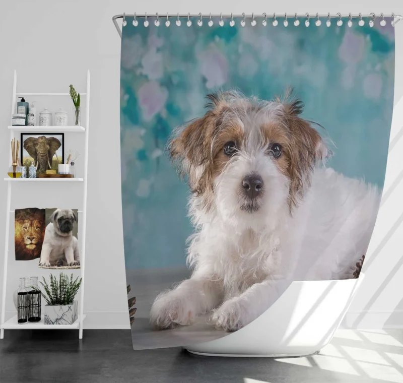 With Pine Cone Accents: Terrier Quartet Shower Curtain