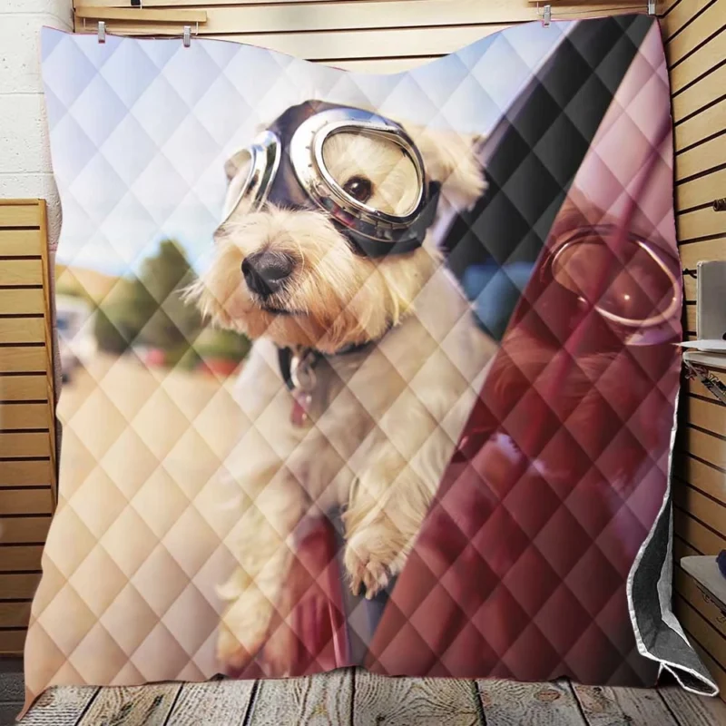 Adventurous West Highland White Terrier with Goggles Quilt Blanket