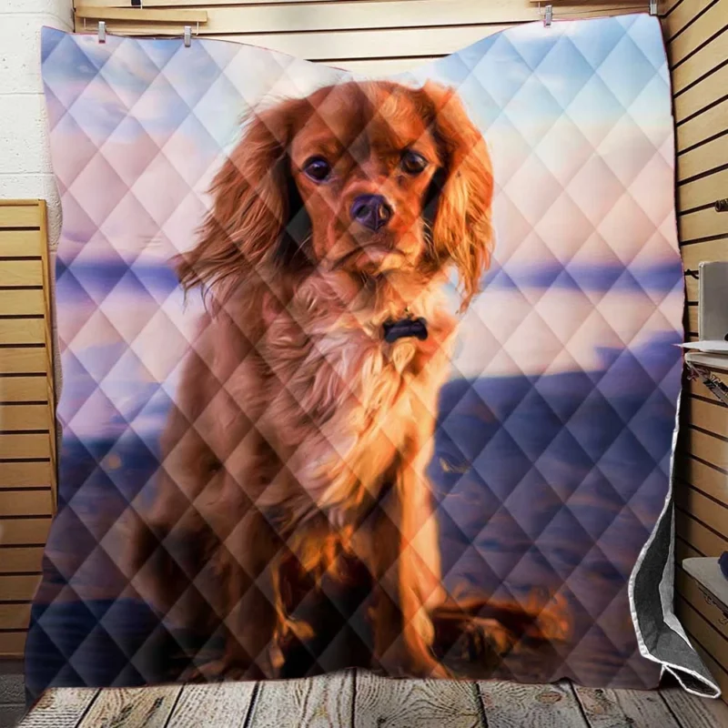 An Oil Painted Masterpiece: Cute Spaniel Artistry Quilt Blanket