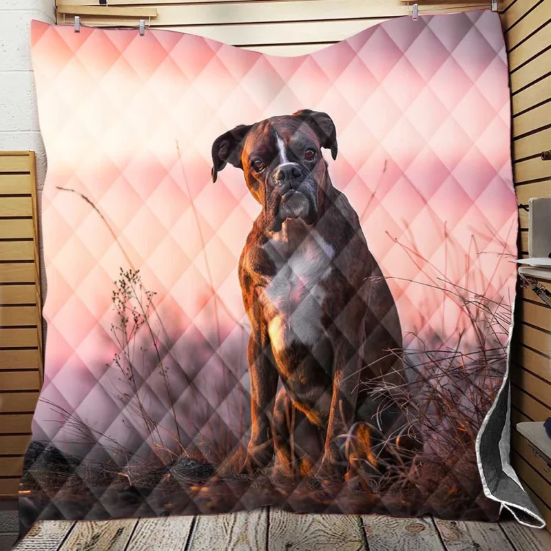 Boxer (Dog) in Depth Of Field: Boxer Quilt Blanket