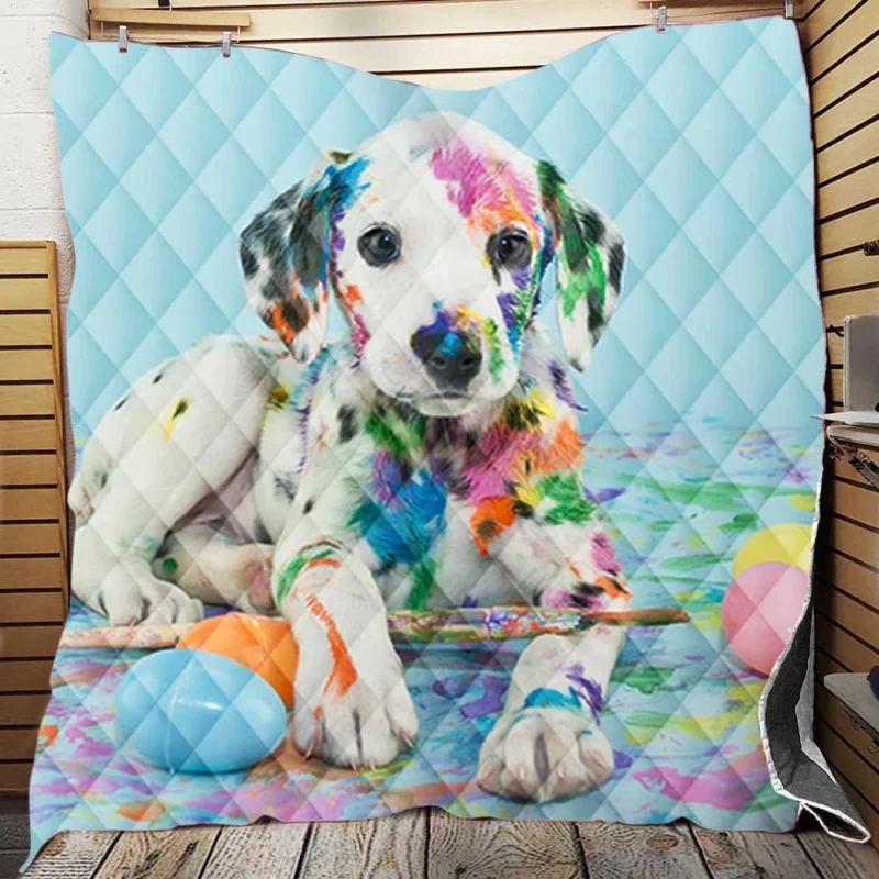 Playful Dalmatian Puppies: Dalmatian Quartet Quilt Blanket