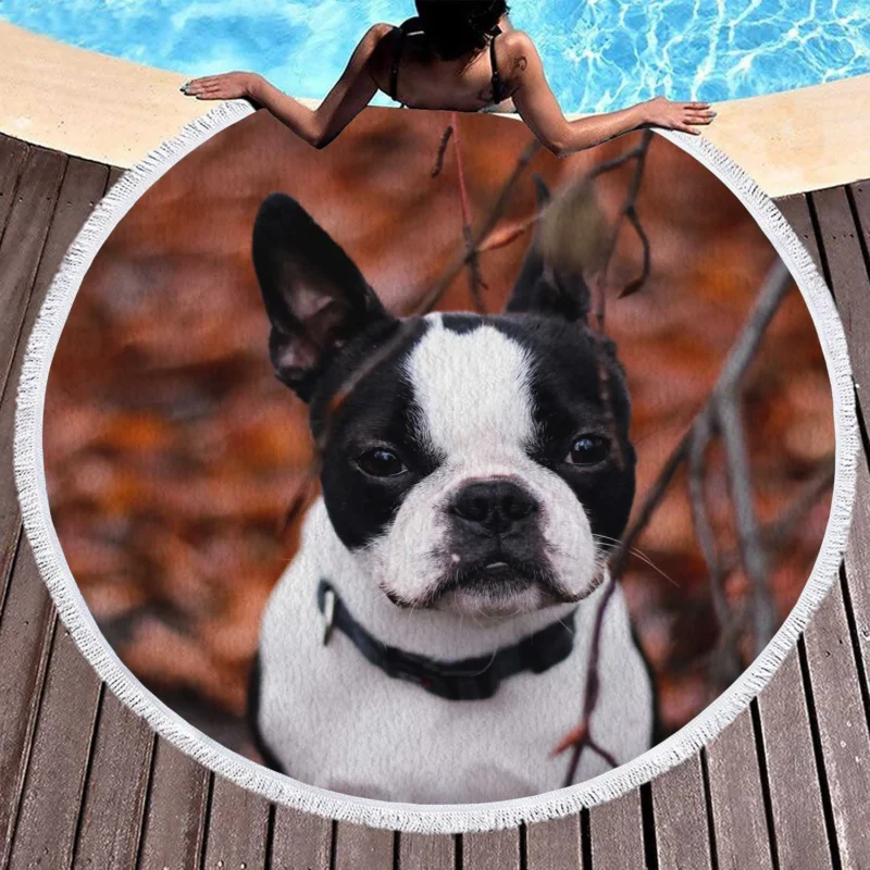 French Bulldog Dreams: In the World of Whimsy Round Beach Towel 1